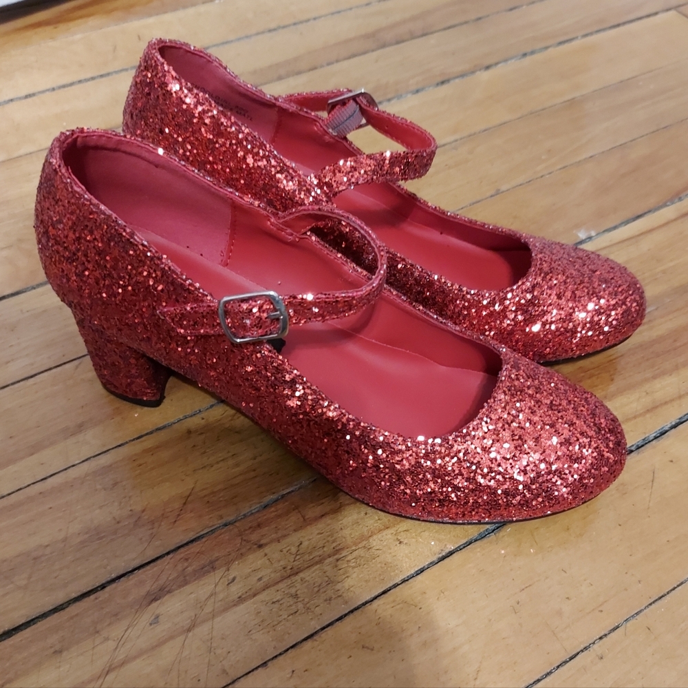 Funtasma Ruby Slippers Red Glitter Shoes Mary Jane Strap Shoes Red Heels Size 7